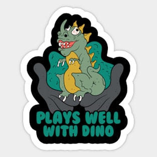 Plays Well With Dino Sticker